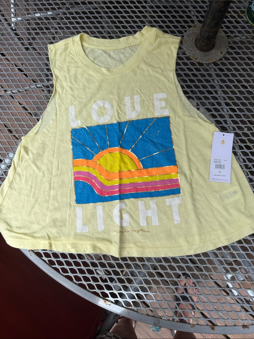 Spiritual Gangster Pale Yellow Crop Tank